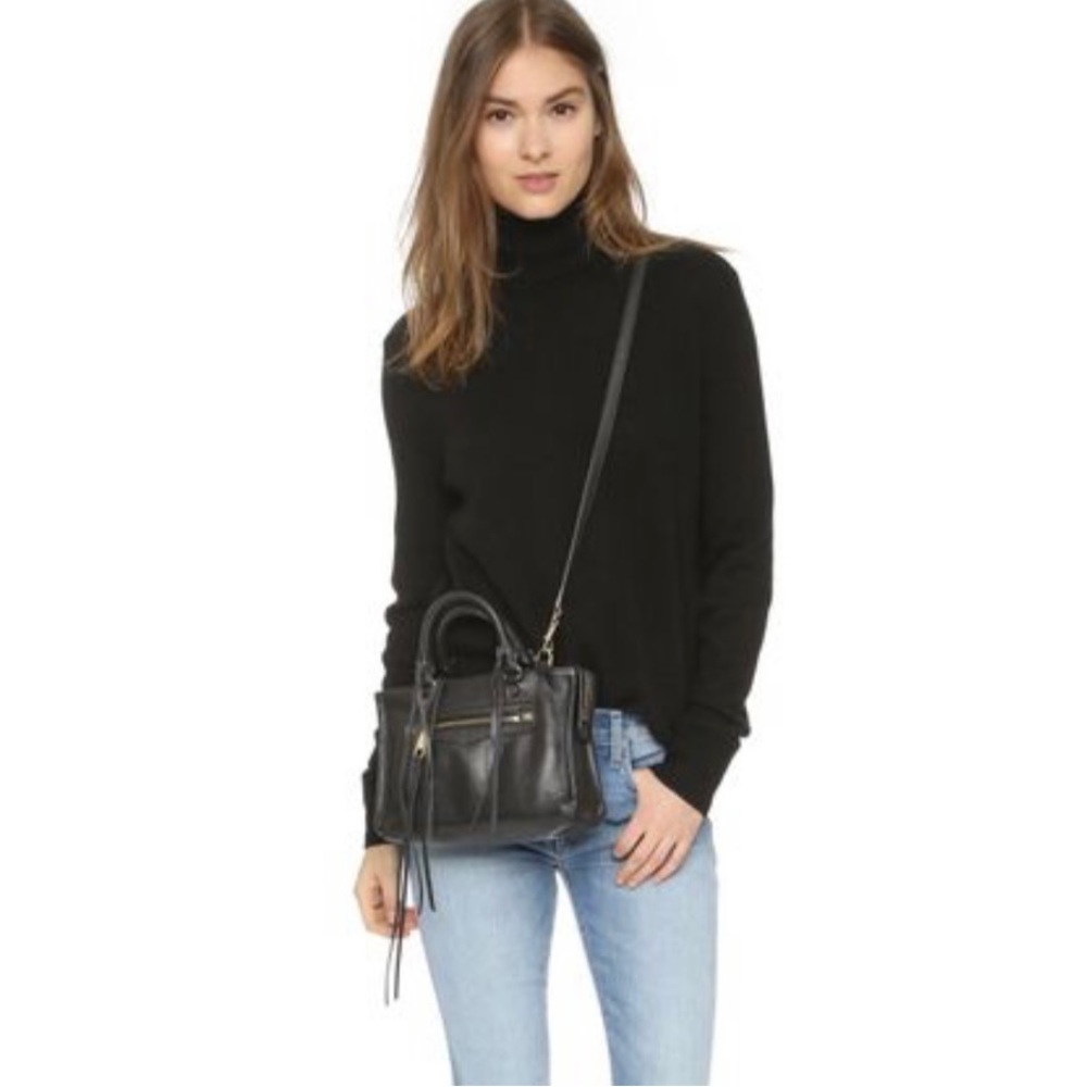 Rebecca Minkoff Black Regan Satchel with Crossbody Strap